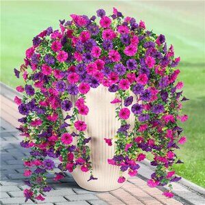 Artificial Hanging Flowers for Outdoor, 2pcs Fake Plants Long Vine